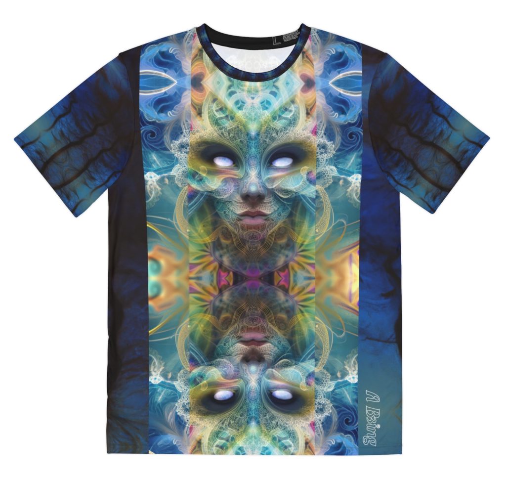 'Look Beyond' Mens' Graphic AOP Tee front view.