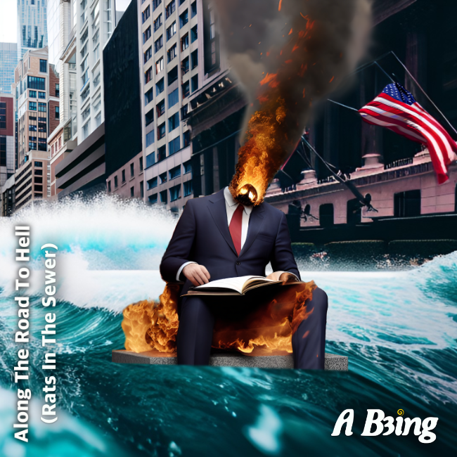 Cover art for the rap / rock / bluegrass single 'Along The Road To Hell (Rats In The Sewer)' by A B3ing