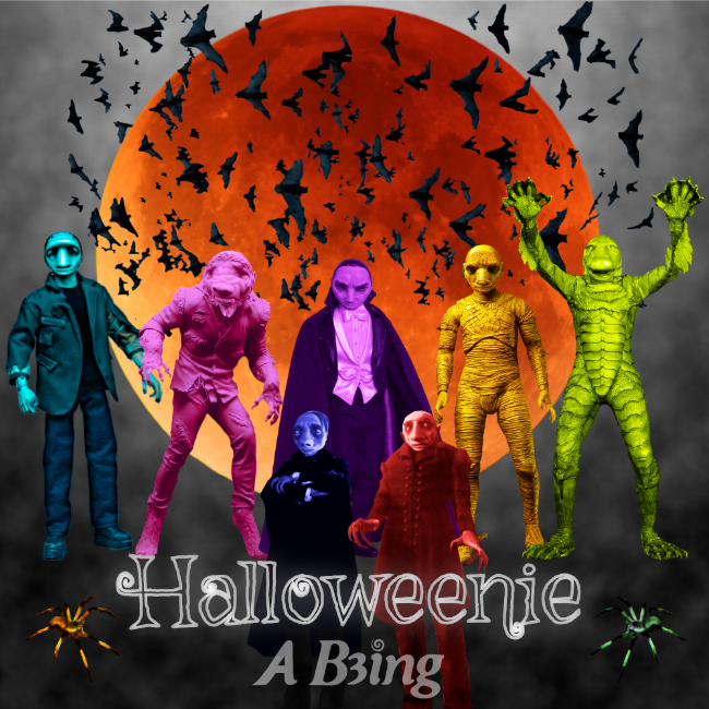 Cover art for the surf rock / soundtrack single 'Halloweenie' by A B3ing